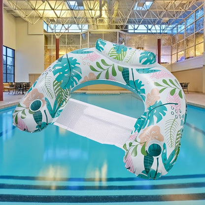 Striped Inflatable Pool Float for Adults – Heavy-Duty PVC Raft Lounge Chair with Cup Holders, Leak-Proof Design for Lake River Ocean Beach