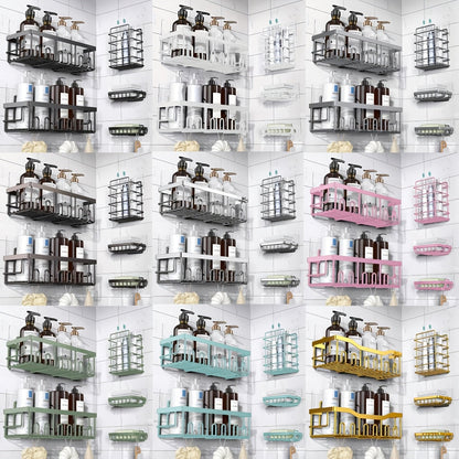 Shower Caddy Organizer 5 Pack Adhesive Rustproof Stainless Steel Shower Shelves with Soap Holder No Drilling Bathroom Storage Rack