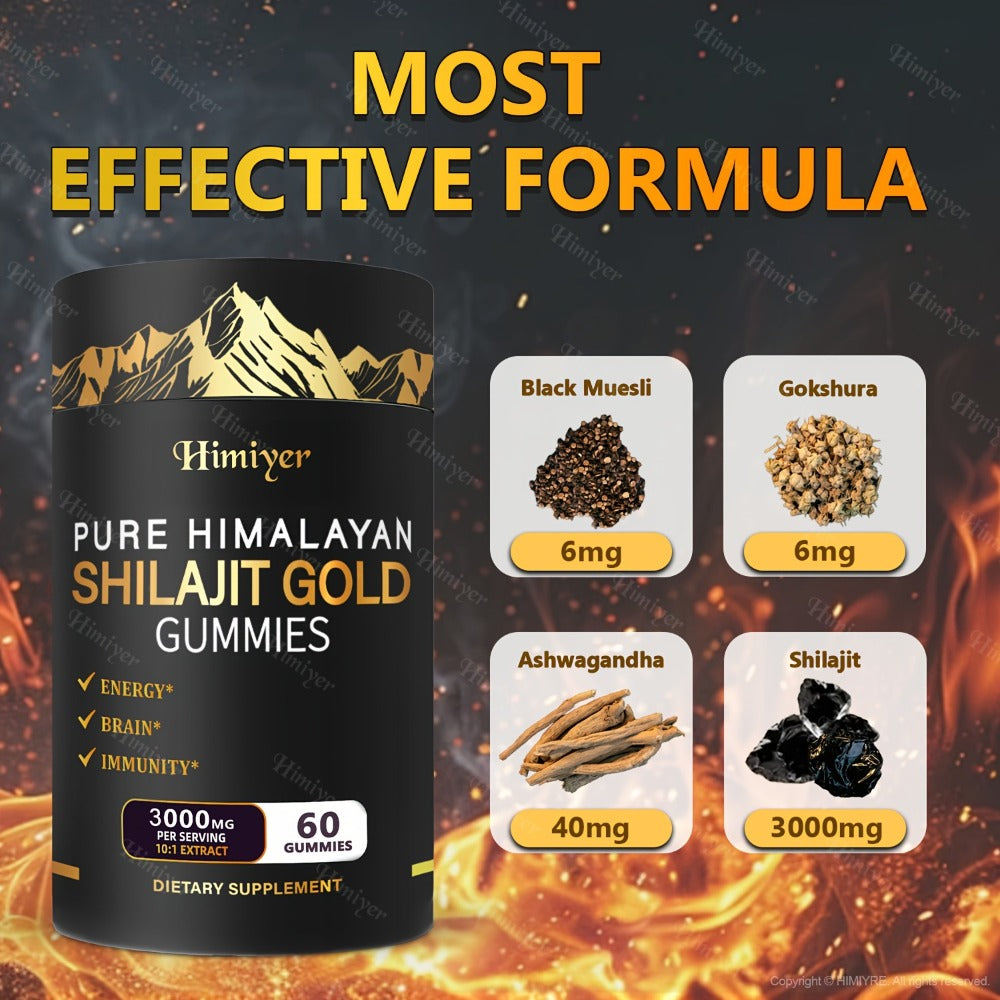 Shilajit Supplement 3000mg with Ginger, Ginseng & Ashwagandha – Pure Fulvic Acid & Multi-Mineral Phytonutrient Formula for Energy, Vitality