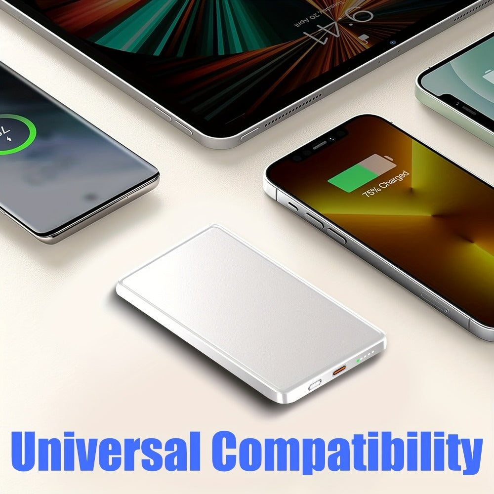 19W Fast Wireless Charging Power Bank 5000mAh Magnetic, High-Speed Mobile Charger with MagSafe-Compatible Snap-On Design