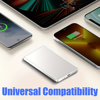 19W Fast Wireless Charging Power Bank 5000mAh Magnetic, High-Speed Mobile Charger with MagSafe-Compatible Snap-On Design