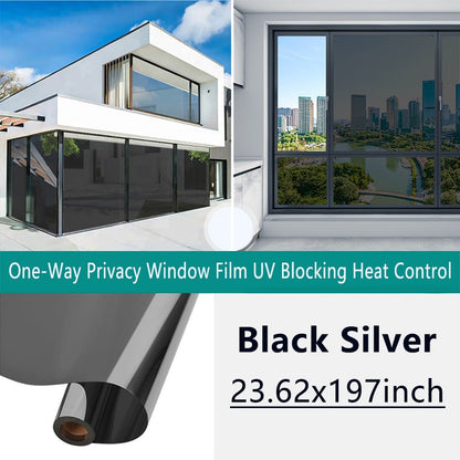 One Way Window Film Static Cling No Glue - Heat Control Anti-Glare Sun Blocking Reflective Mirror Tint for Home Office Hotel
