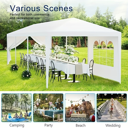 Party Tent 10x20 Outdoor Canopy Gazebo 6 Removable Sidewalls Wedding for Garden, Patio and Yard Use
