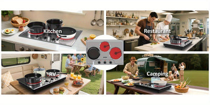 Portable Electric Cooktop Triple Burner 1800W, Royalcraft Countertop Electric Stove with Knob Control