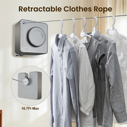 Retractable Clothesline Wall Mounted Stainless Steel Non-Sagging Indoor Outdoor Laundry Drying Line 15.1 Ft