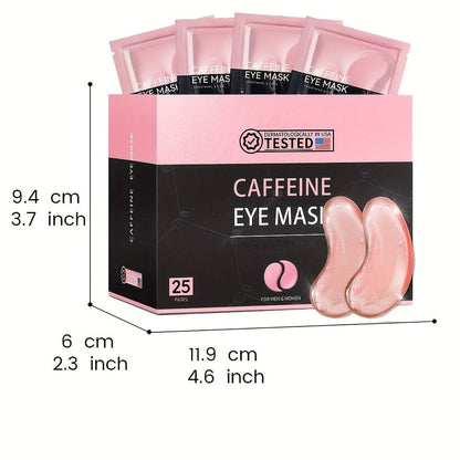 Caffeine Under Eye Patches 25 Pairs – Collagen Gold Eye Mask Reduces Dark Circles Puffiness Eye Bags Fine Lines Anti-Wrinkle Hydrogel