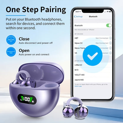 Open-Ear Clip Earphones Bluetooth 5.4 Wireless Earbuds for Glasses Wearers Small Ears Low Latency for an Everyday Personal Care Routine
