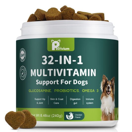 Dog Multivitamin Chews with Glucosamine & MSM, Omega 3 & 6, Probiotics – All-in-One Dog Vitamins & Supplements for Overall Health