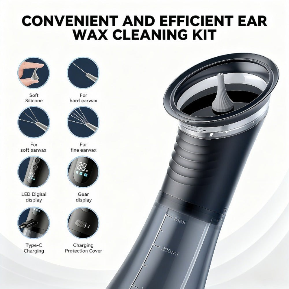Earwax Removal Kit Pro with Visual Waste Tank, Interchangeable Nozzles, USB Rechargeable Ear Cleaner for Adults