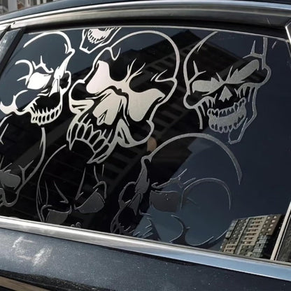 Two-Piece Gothic Skull Car Window Decals in Type A, C or D Artwork with Small or Large Sizes