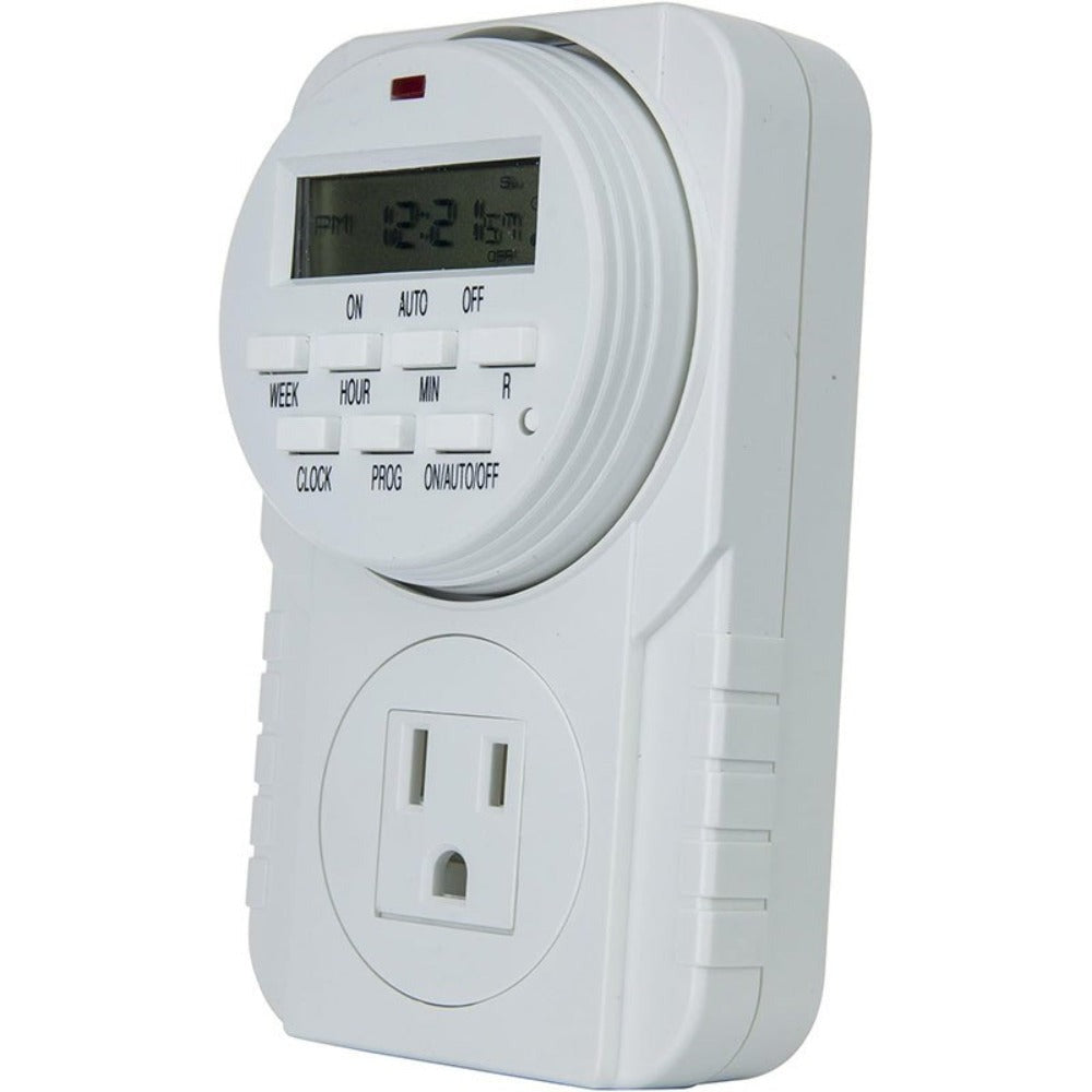 7-Day Digital Programmable Timer with Dual Outlet - Indoor Electric Timer for Hydroponics, Lamp, Light