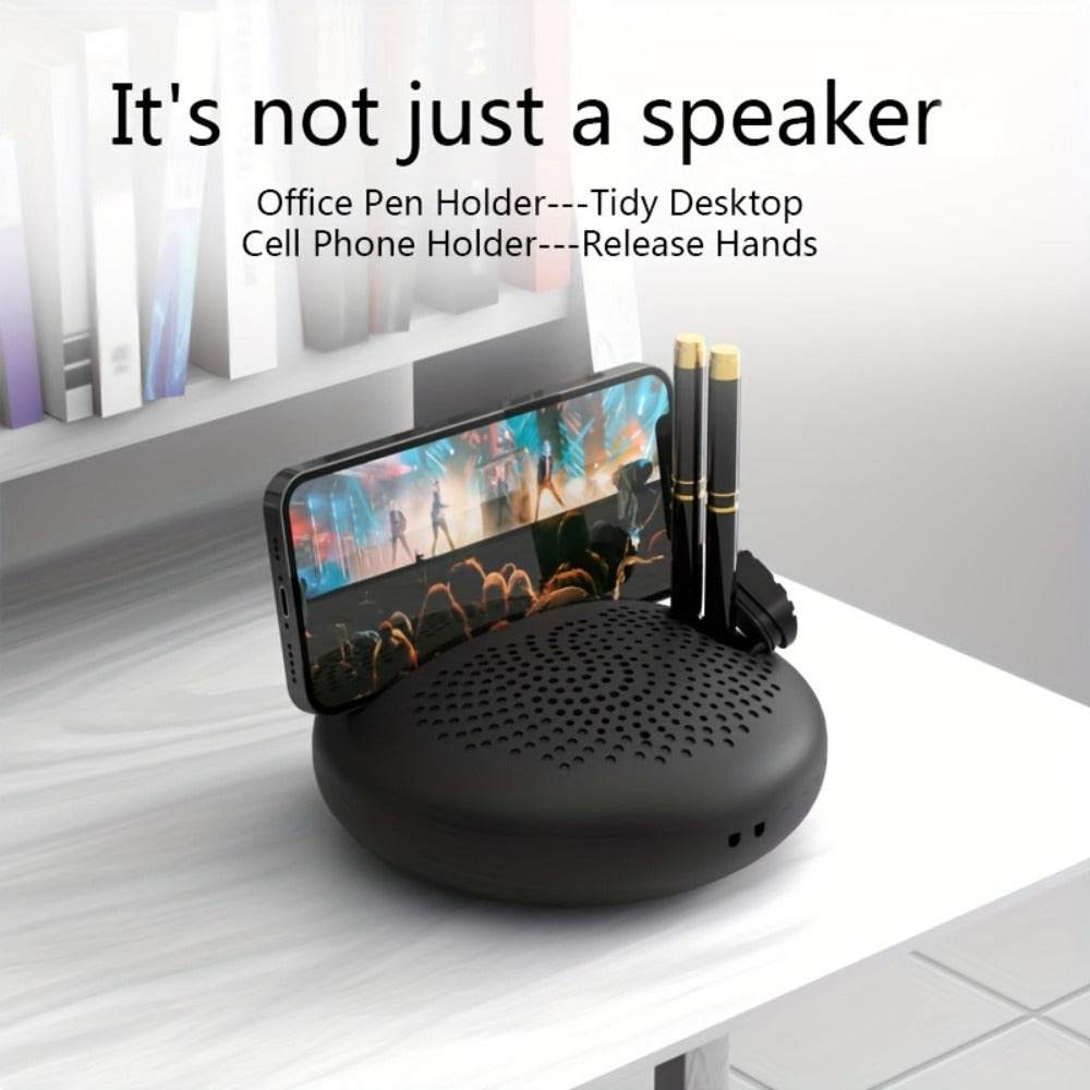 Multifunctional Bluetooth Speaker with Phone Stand & Pen Holder, Portable Wireless Speaker with Rope