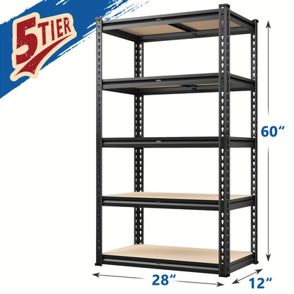 5-Tier Garage Shelving Unit with Adjustable Steel Shelves in Three Size and Capacity Options for Garage, Basement or Workshop