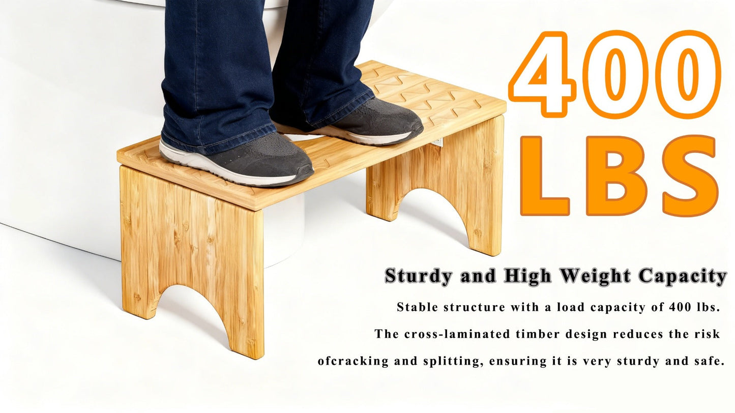 Toilet Stool Foldable Bamboo Squatting Stool – Ergonomic 7-Inch Height for Natural Constipation Relief | Collapsible Non-Slip Bathroom