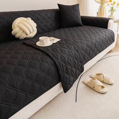 Sofa Cover Three-Piece Soundwave Embossed Set with Sofa Panel, Two Armrest Covers and Backing Mat