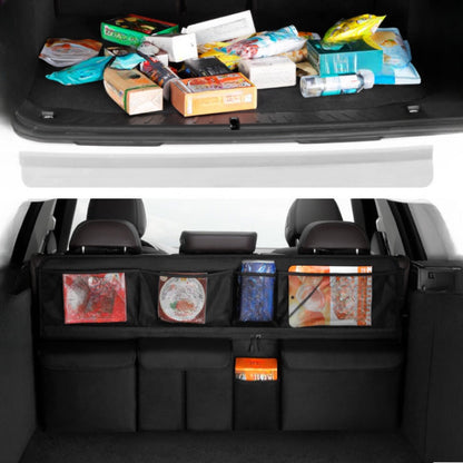 Car Trunk Organizer Bag – High Capacity Oxford Cloth Rear Seat Storage with Adjustable Dividers & Storage Pockets, Universal Fit for Cars