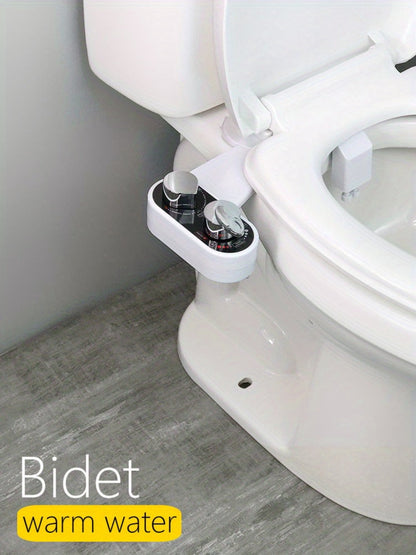Bidet Attachment Hot and Cold Water, Dual Nozzle Non-Electric Toilet Seat Bidet, Rear & Feminine Wash