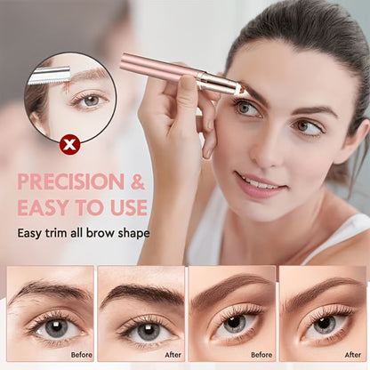 Electric Eyebrow Trimmer for Women 2 Pack, USB Rechargeable Painless Precision Eyebrow Razor Pen, Portable Hair Remover for Face Lip Leg