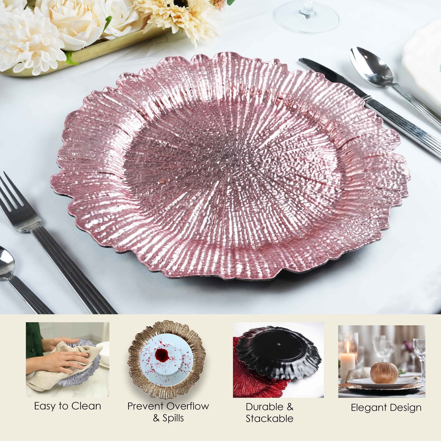 Charger Plates 13 Inch Set of 24 for Entryways, Bedrooms and Living Spaces, with the Listed Configuration