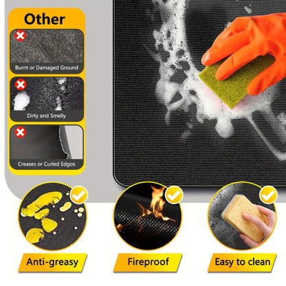 BBQ Grill Mat Fireproof & Heat Resistant - Double-Sided Fiberglass Grill Pad for Outdoor Grills, Fire Pits & Smokers