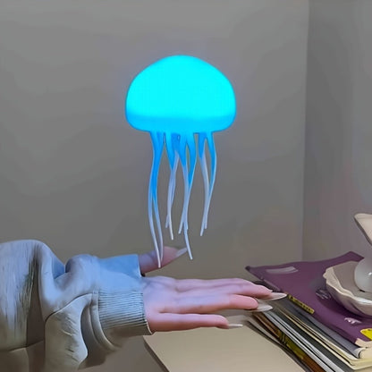 Jellyfish-Shaped Table Night Light with White Dome, Flexible Tentacles and Square Base Pictured