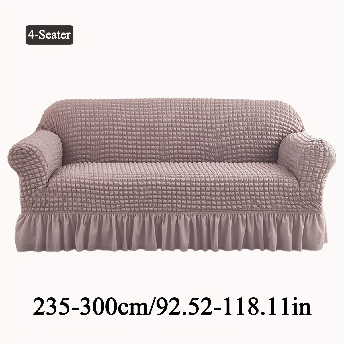 Seersucker Sofa Slipcover Elastic Band Closure Pet-Friendly All-Purpose Sofa Cover for Living Room Home Decor Protection