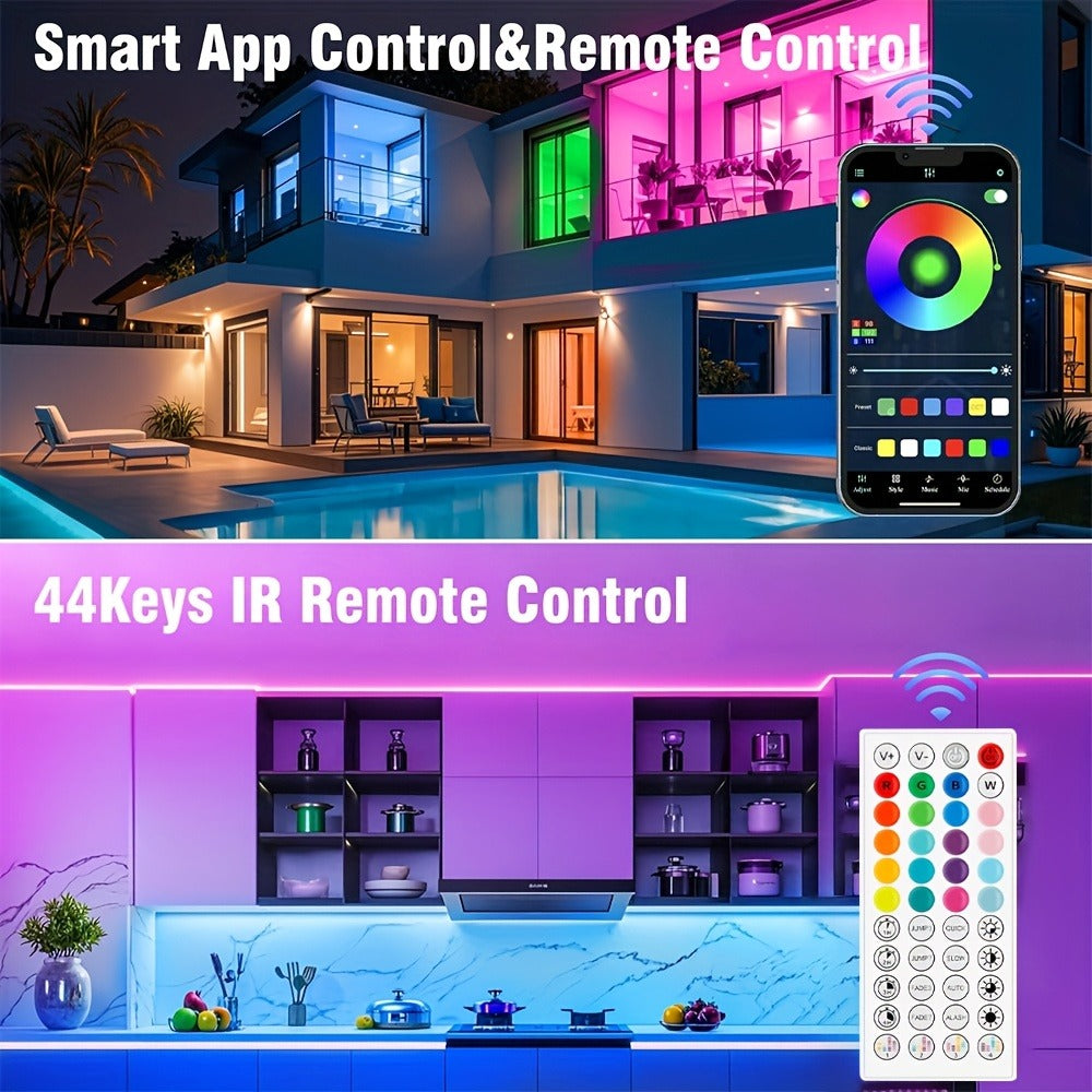 Color Changing LED Strip Lights App & Remote Control – Music Sync Smart RGB Lights 16 Million Colors for Home, Desk and Accent Lighting