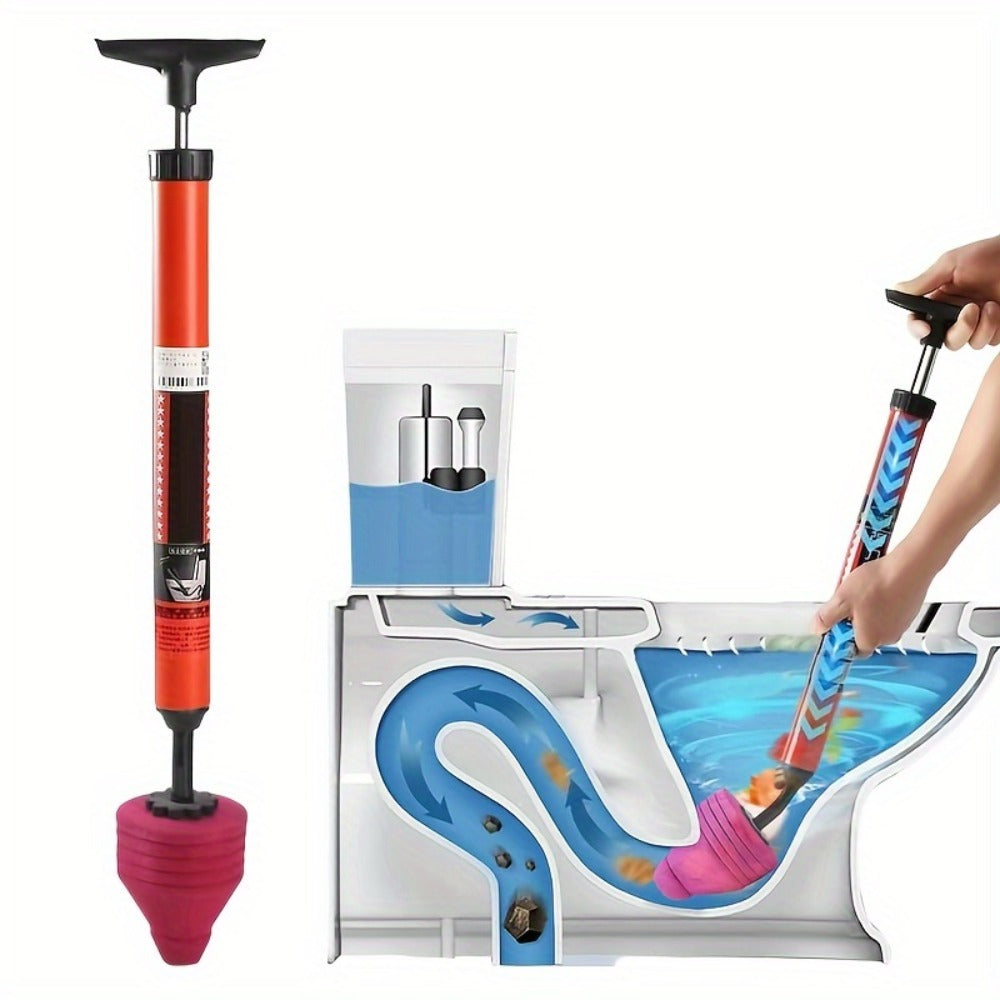Toilet Plunger Air Pressure Drain Cleaner – Pipe Unclogger with Handle, Suction Cup Clog Remover for Toilet Sink Shower Bathtub