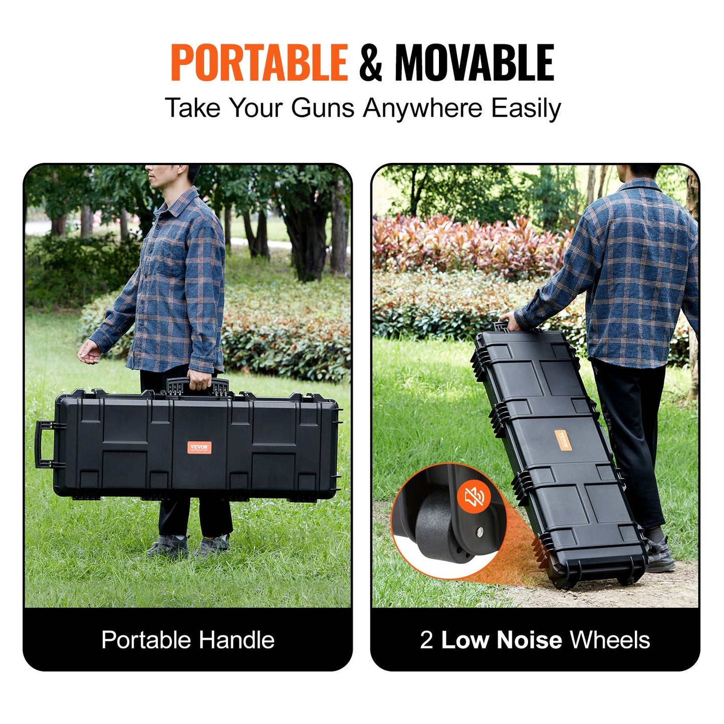 Rifle Hard Case 42 Inch Lockable with Wheels 3 Layer Foam Crushproof TSA Approved Hard Gun Case for 2 Rifles Shotguns Airsoft Guns Hunting