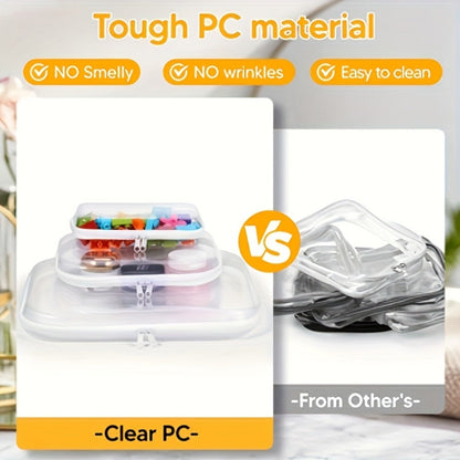 Six-Piece Clear Hard-Shell Organizer Set with Two Small, Two Medium and Two Large Zippered Cases