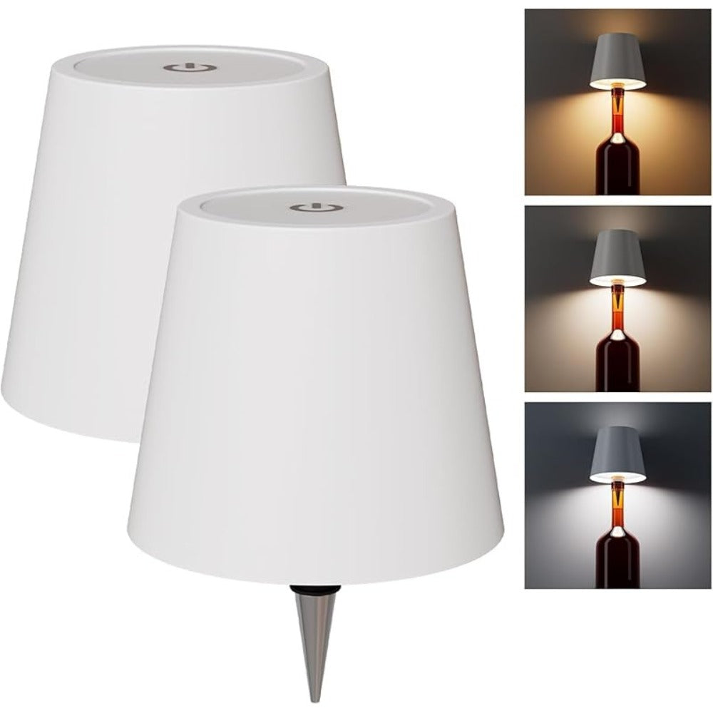 Table Lamp with Rechargeable Bottle-Top LED Shade, Three Color Temperatures, Touch Dimming and Five Options