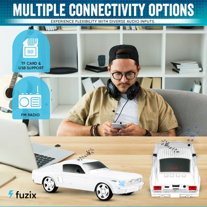 Fuzix WS-1967 Classic Car Bluetooth Speaker with LED Lights | Retro Replica Wireless Stereo, FM Radio, USB/TF/AUX, Built-in Mic