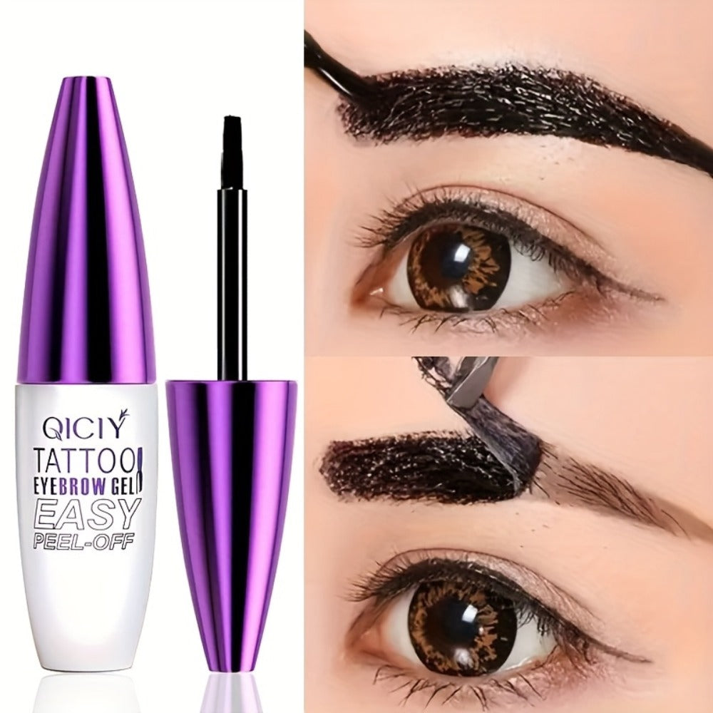Eyebrow Tint Gel 4-Pack Semi-Permanent Tattoo Brow Gel Peel-Off, with Plant-Based Squalane, 4 Shades for All Skin Types