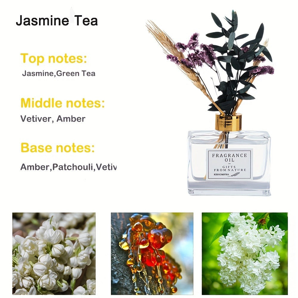 Reed Diffuser Set with Real Flowers - 4.05 oz 120ml Scented Home Fragrance Aromatherapy for Entryways, Bedrooms and Living Spaces