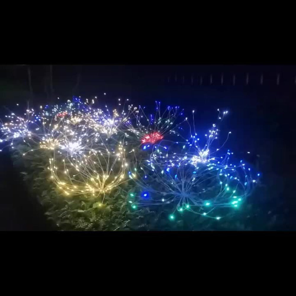 Solar Garden Light Firework Stakes with 8 Modes, 4 or 12-Pack Choices and White or Multicolor LEDs