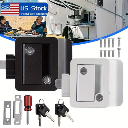 RV Door Lock Replacement – Travel Trailer Entry Door Lock with Deadbolt, Fits 2-3/4" x 3-3/4" Hole, 1-1/4" to 1-1/2" Door Thickness