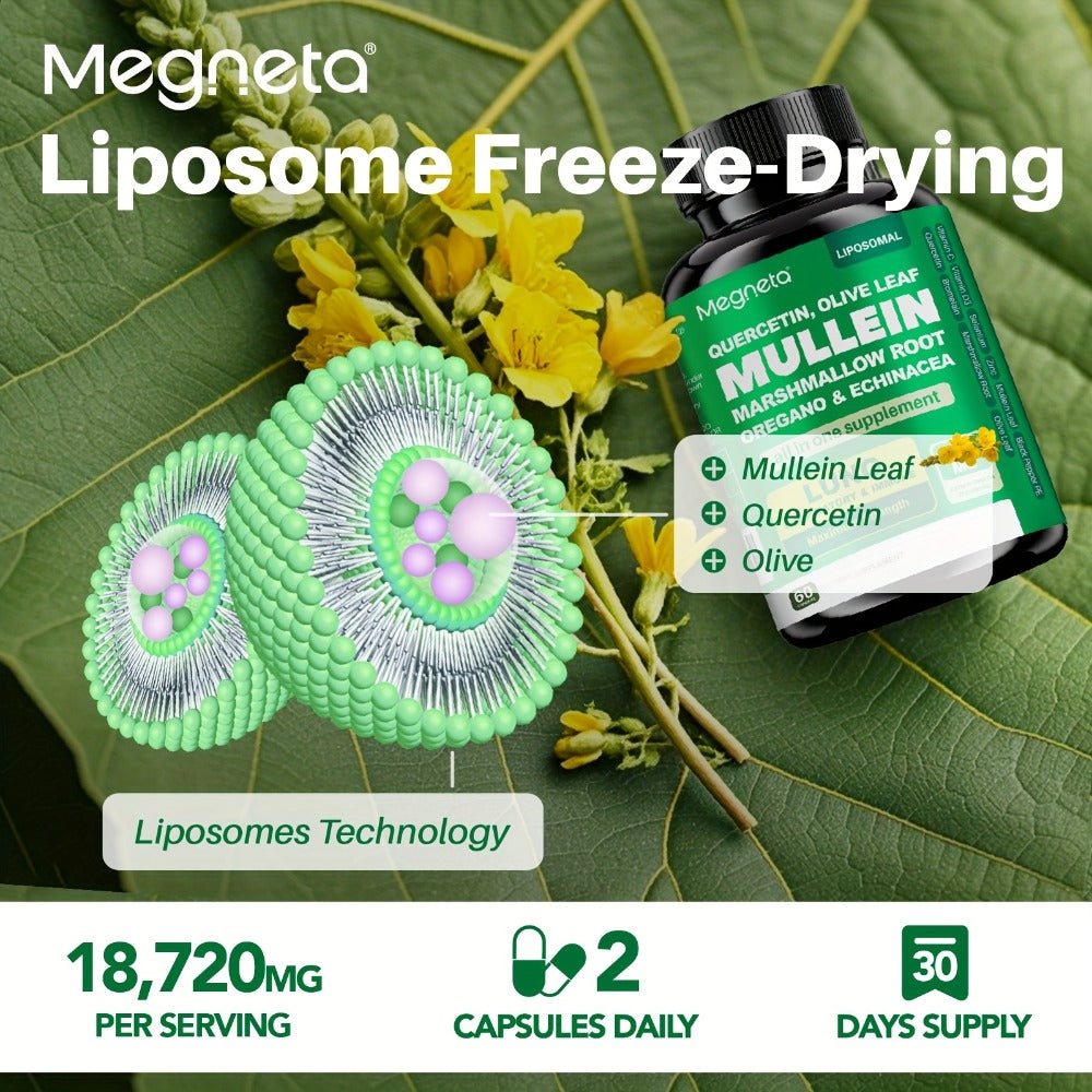 Mullein Leaf Lung Health Supplement with Quercetin, Bromelain, Vitamin C & D3, Zinc & Selenium
