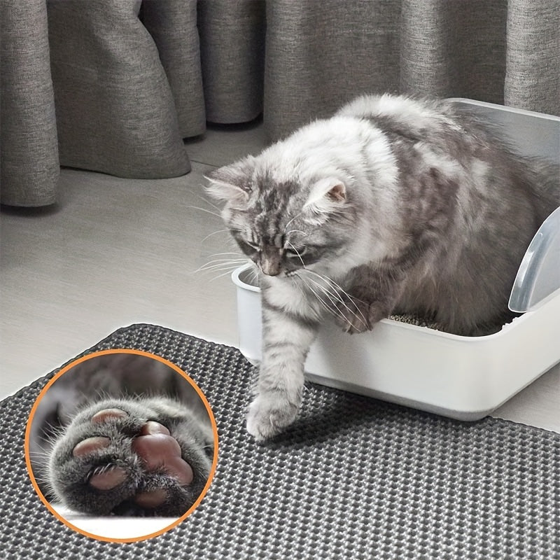 Cat Litter Mat Honeycomb Double Layer – Waterproof Urine-Proof Washable Litter Trapping Mat, Reduces Scatter & Easy to Clean