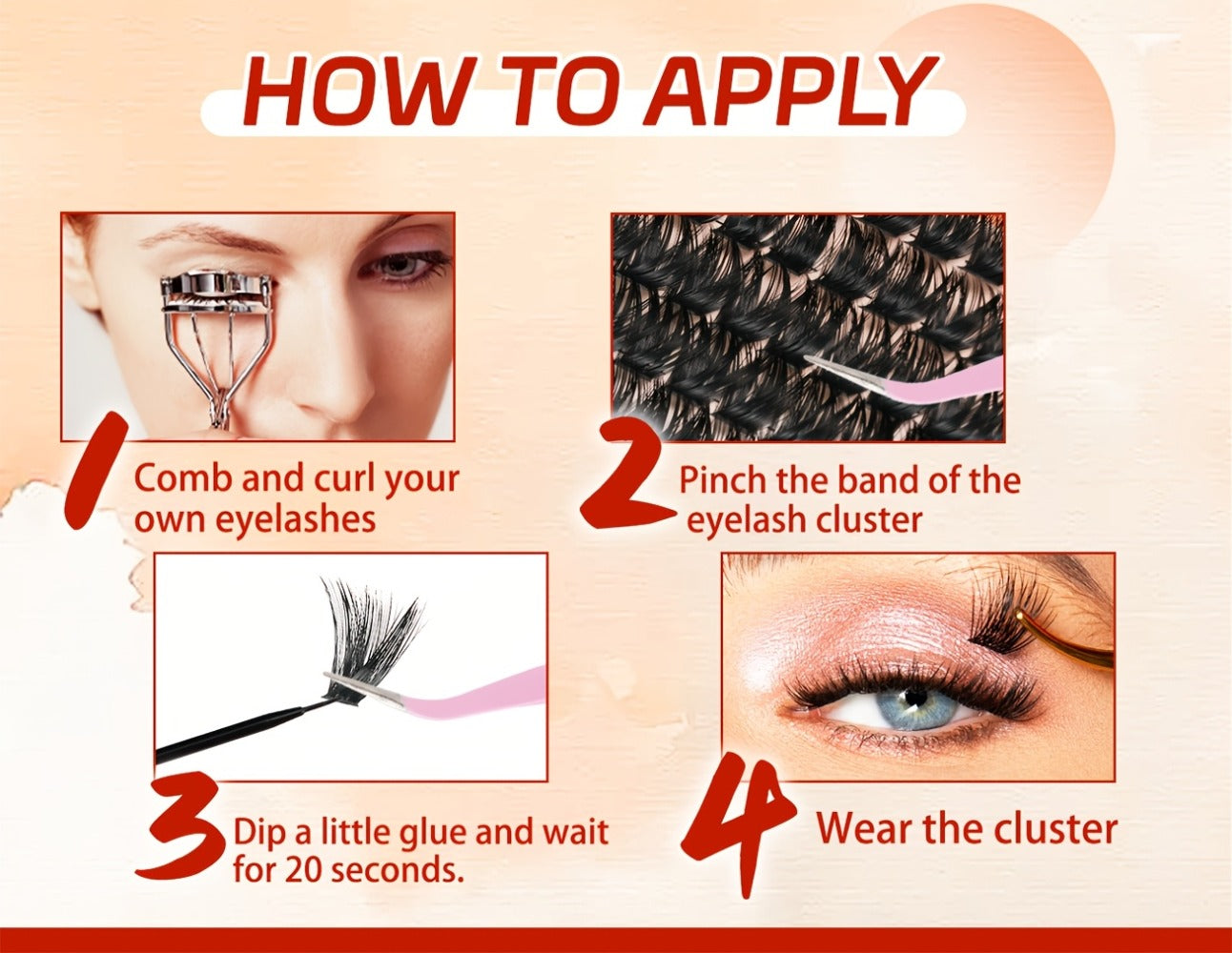 100D Volume Cluster Lashes DIY Individual Lash Extension Kit – Soft Reusable Single Clusters for Full Thick Dramatic Lash Look
