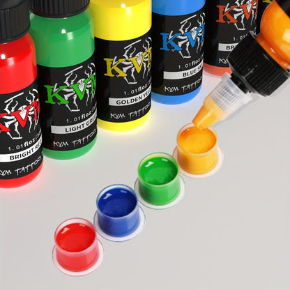 Tattoo Ink 7- or 14-Color Set with 1oz 30ml Bottles and Three Palette Configurations with Item-Specific Color, Capacity and Bottle Choices