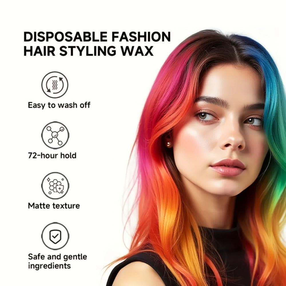 Instant Color Hair Wax 10 Shades – Temporary Hair Dye Wax Strong Hold Styling for Parties, Cosplay, Festivals & Halloween, Easy Wash Out