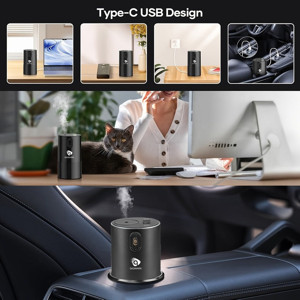 Waterless Essential Oil Diffuser with Four Mist Levels, 1–6 Hour Timer and Silver or Black Oil Bundles