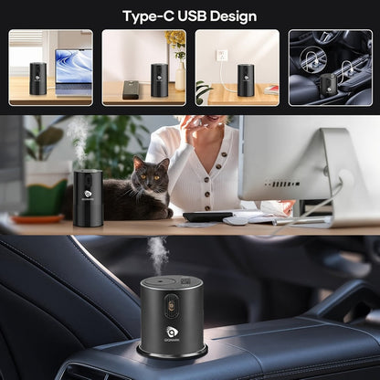 Waterless Essential Oil Diffuser with Four Mist Levels, 1–6 Hour Timer and Silver or Black Oil Bundles