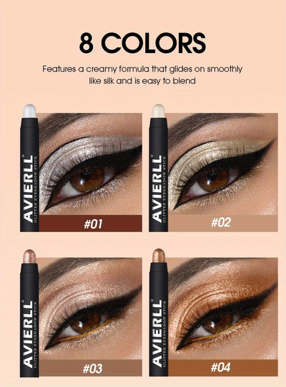 Waterproof Eyeshadow Stick Set 8 Piece, Shimmer, Pearlescent & Matte Eye Shadow Pencils, Creamy Blendable Formula