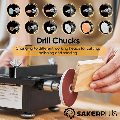 SakerPlus Mini Table Saw - 120/136pcs Multifunctional Portable All-in-One Machine, 7-Speed Adjustable