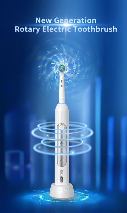 Electric Toothbrush with 3 Rotating Cleaning Modes – Induction Charging, 4 Replacement Brush Heads, Travel Case Included