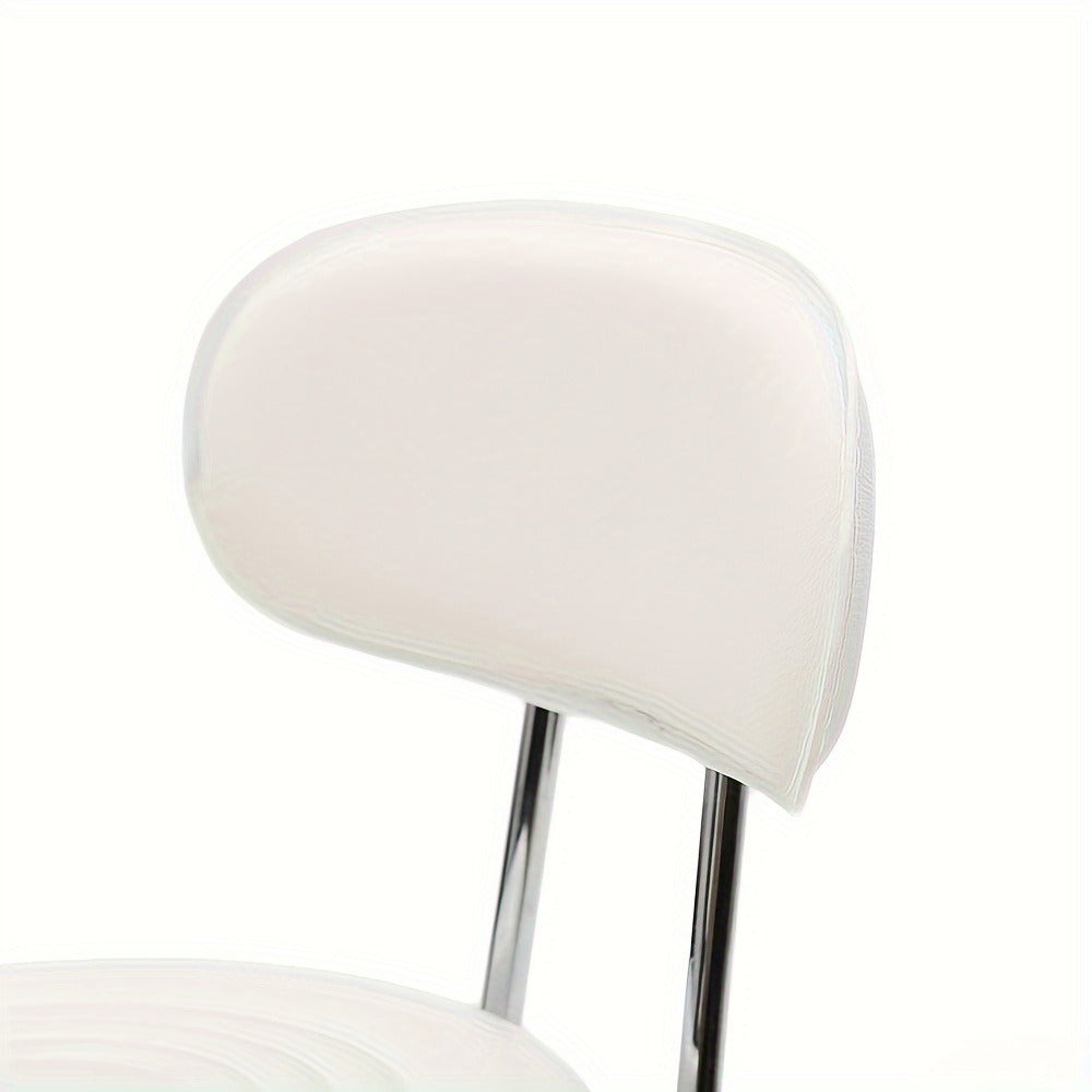 PU Leather Salon Stool with Back & 360° Swivel, Adjustable Height 18.9"-22.8" Round Cushion Chrome Base