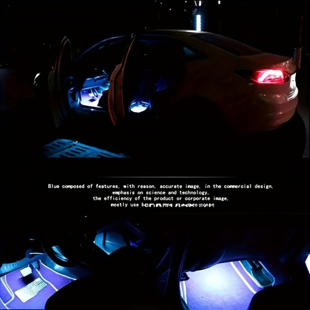 Four-Strip 48-LED RGB Car Interior Light Kit with App, Remote or USB and Remote Control Options