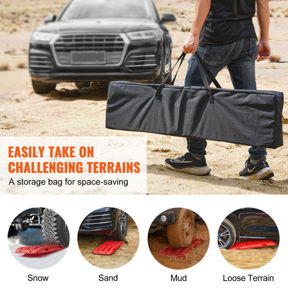 Traction Boards 2-Pack – 10-Ton Off-Road Vehicle Recovery Boards for Mud, Sand & Snow, High-Strength PP with Pull Straps & Storage Bag