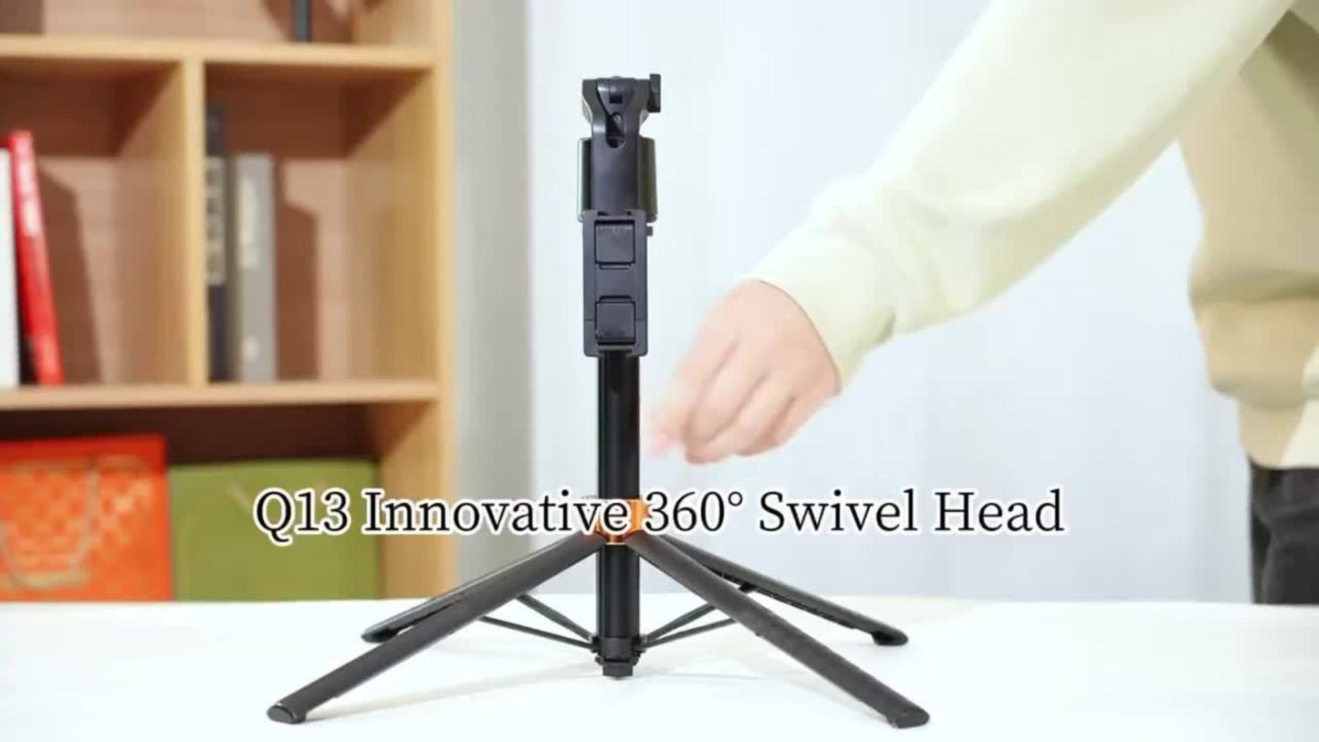 Q13 Tracking Selfie Stick Tripod with 180cm Pole, Fold-Out Base, Remote and 1/4-Inch Mount